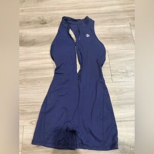 Allure The Brand Zip Up Romper - Backless - Dark Blue - S